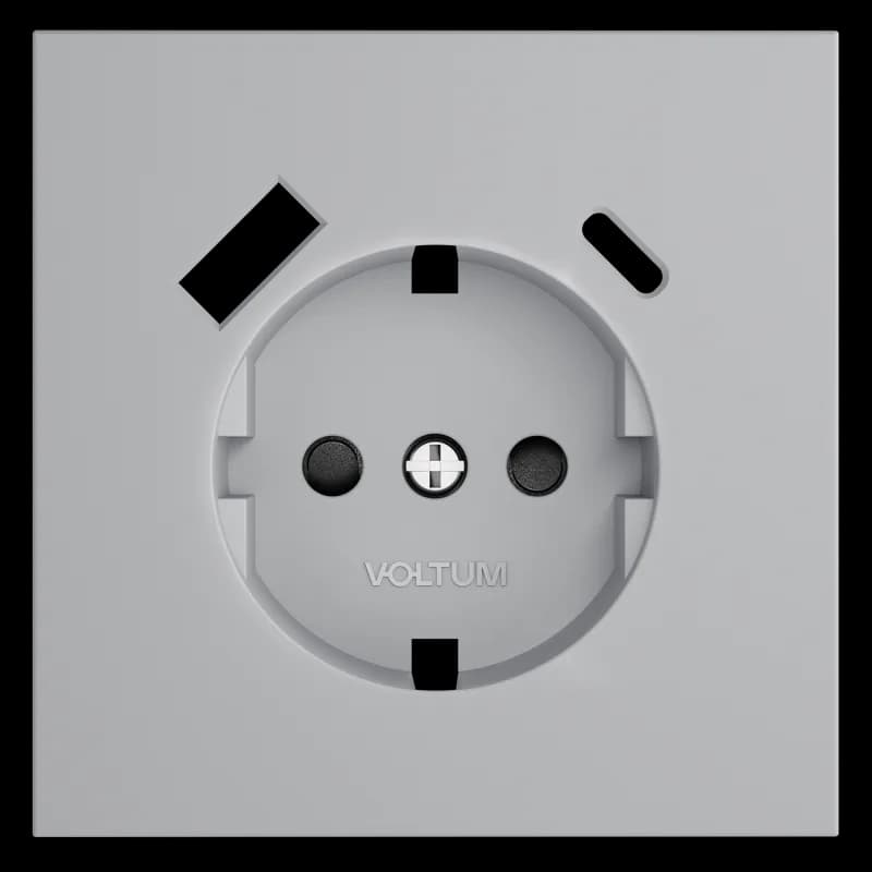 Накладка для розетки с заземлением и защитными шторками, с USB A+C, S70 (серый)