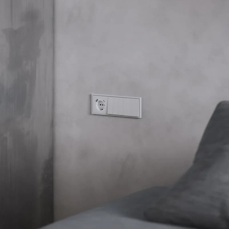 Накладка для розетки с заземлением и защитными шторками, с USB A+C, S70 (серый)