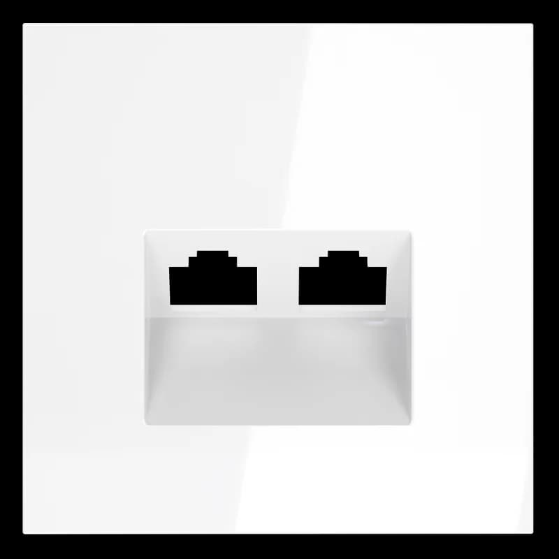 Накладка для розетки компьютерной двойной RJ45+RJ45 кат.6, S70 (белый глянцевый)