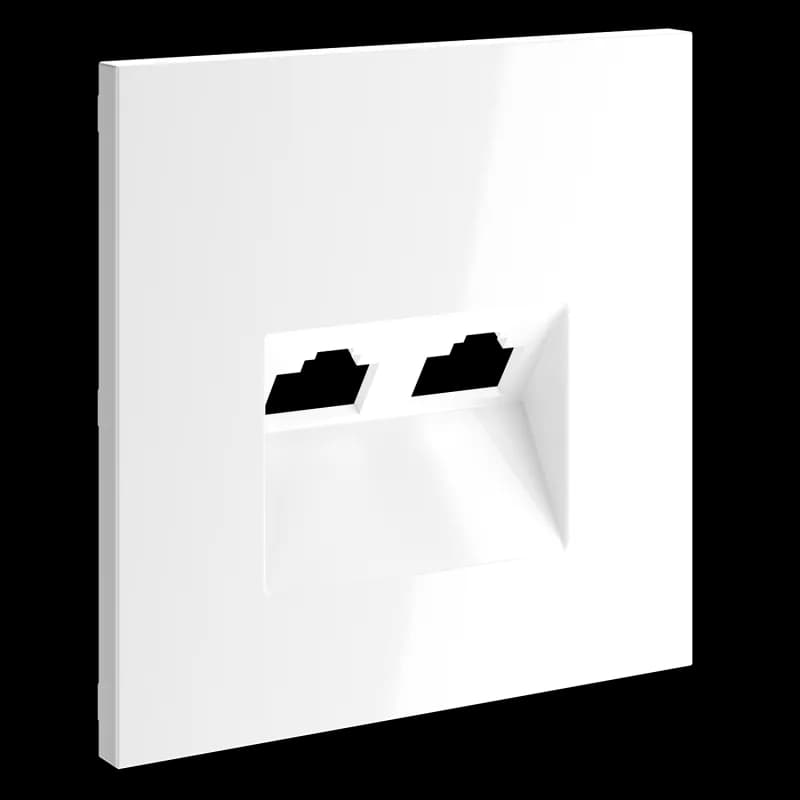 Накладка для розетки компьютерной двойной RJ45+RJ45 кат.6, S70 (белый глянцевый)