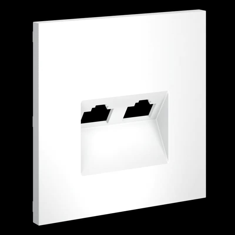 Накладка для розетки компьютерной двойной RJ45+RJ45 кат.6, S70 (белый матовый)