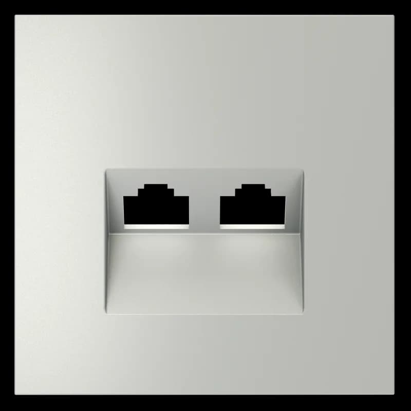 Накладка для розетки компьютерной двойной RJ45+RJ45 кат.6, S70 (сталь)