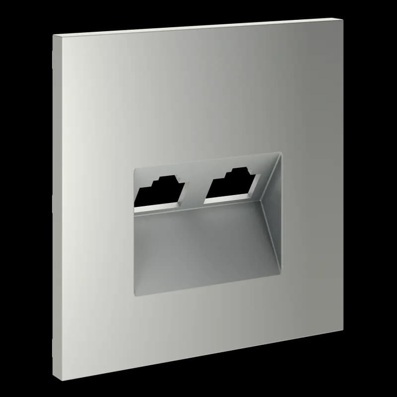 Накладка для розетки компьютерной двойной RJ45+RJ45 кат.6, S70 (сталь)