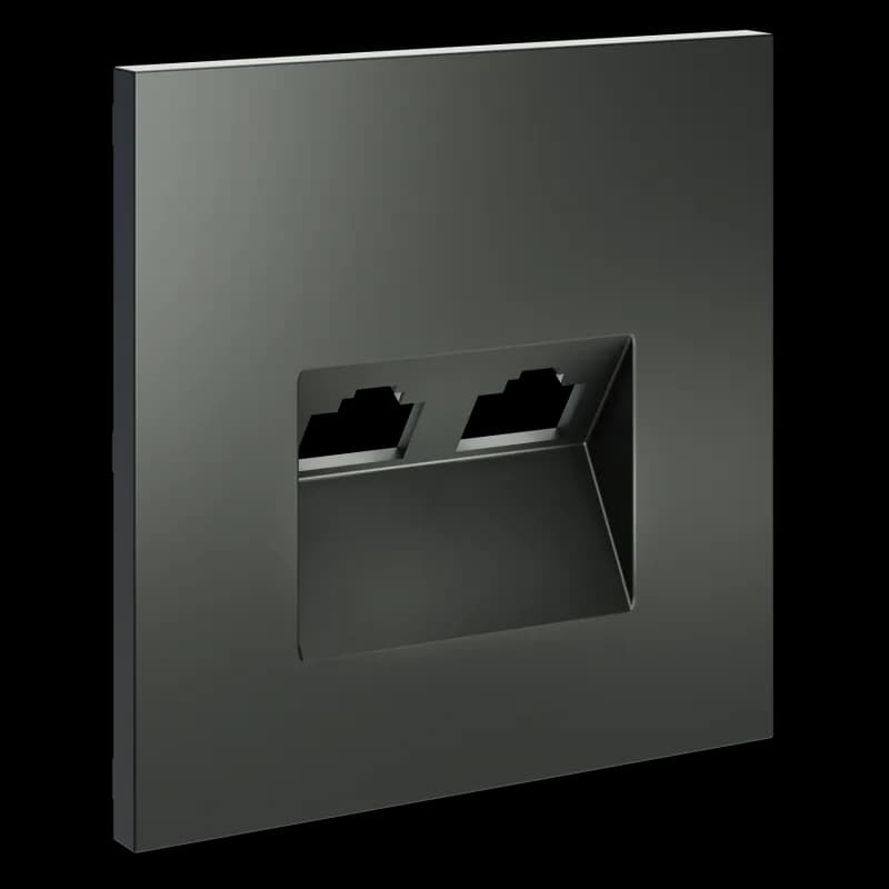 Накладка для розетки компьютерной двойной RJ45+RJ45 кат.6, S70 (титан)