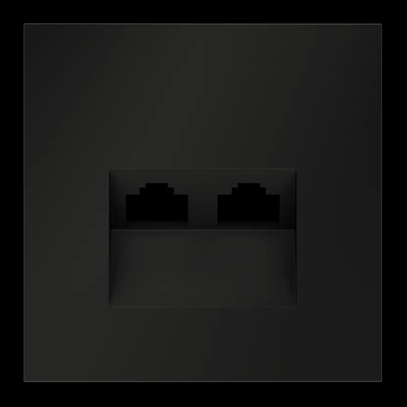 Накладка для розетки компьютерной двойной RJ45+RJ45 кат.6, S70 (черный матовый)