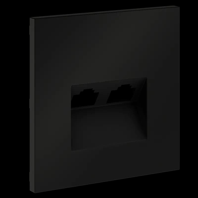 Накладка для розетки компьютерной двойной RJ45+RJ45 кат.6, S70 (черный матовый)