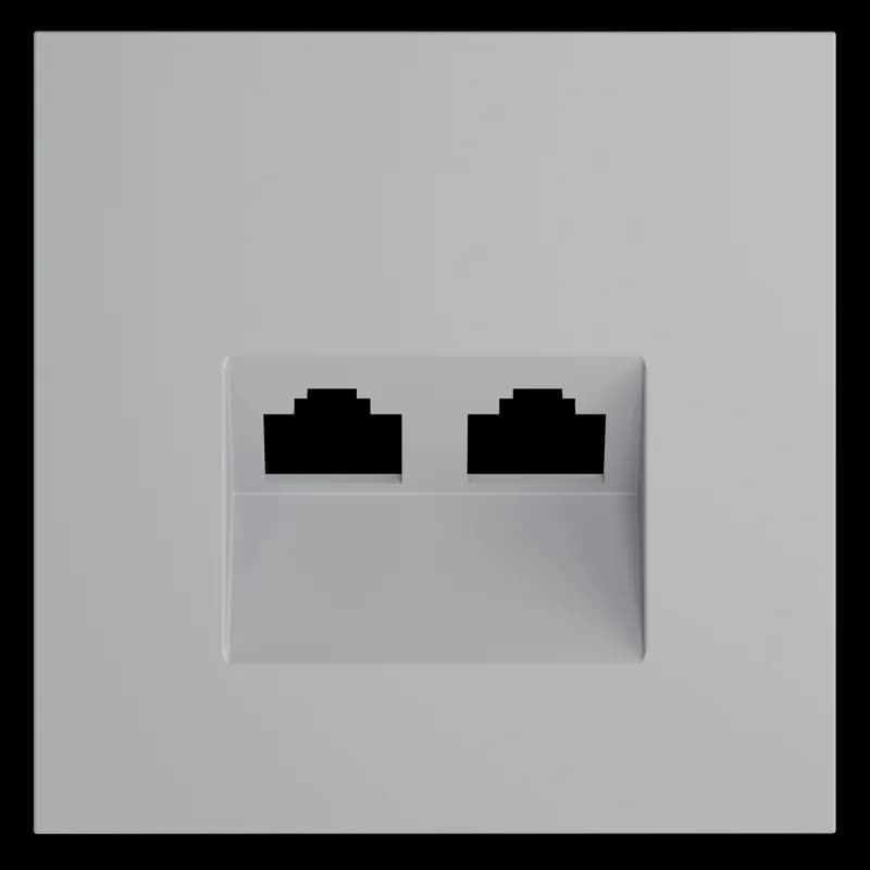 Накладка для розетки компьютерной двойной RJ45+RJ45 кат.6, S70 (серый)