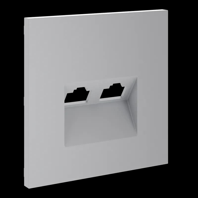 Накладка для розетки компьютерной двойной RJ45+RJ45 кат.6, S70 (серый)