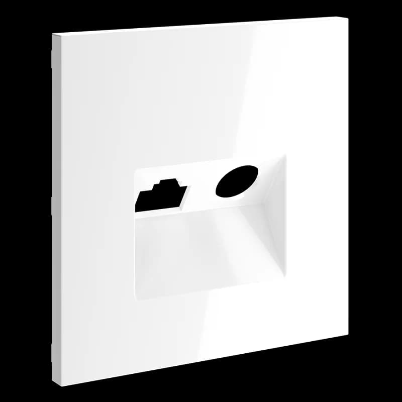 Накладка для розетки TV+RJ45 кат. 6, S70 (белый глянцевый)