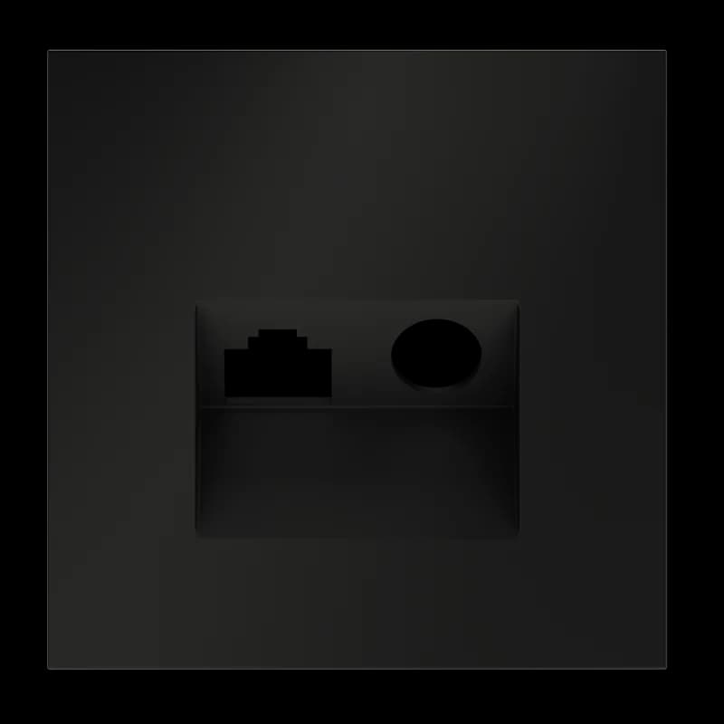 Накладка для розетки TV+RJ45 кат. 6, S70 (черный матовый)