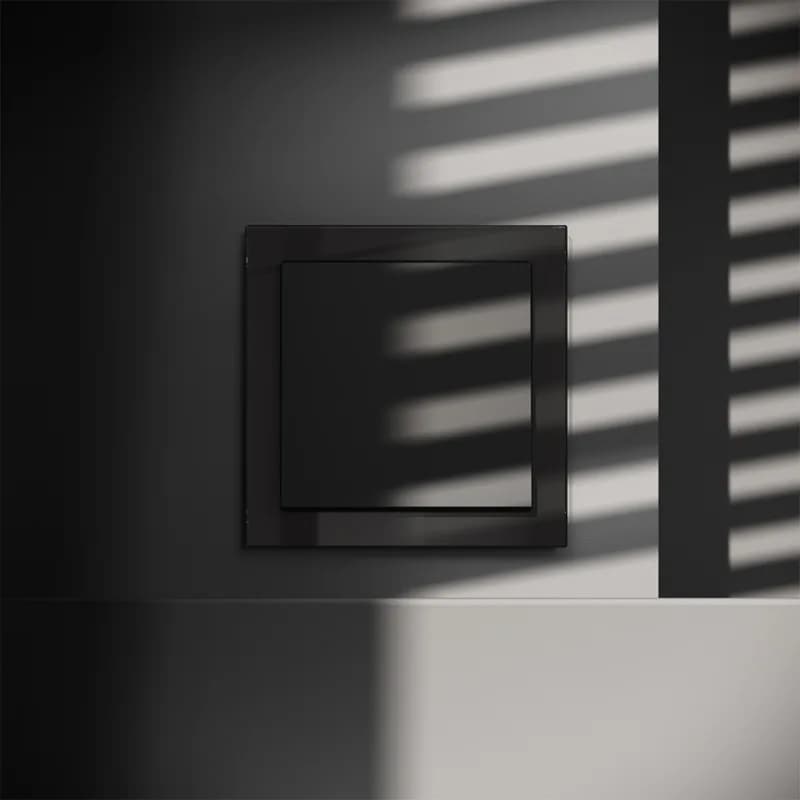 Выключатель встраиваемый VOLTUM S70 одноклавишный 10А, (черный матовый)