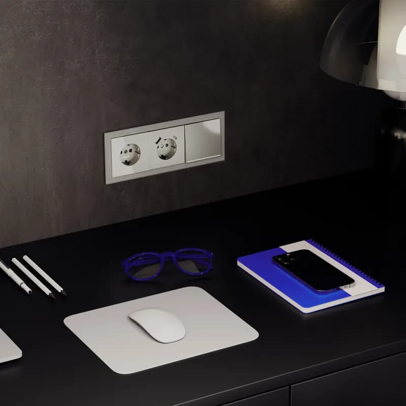 Выключатель встраиваемый VOLTUM S70 одноклавишный с подсветкой 10А, (шелк)