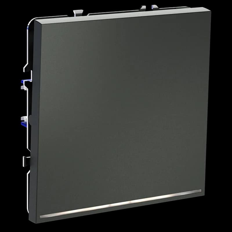 Выключатель встраиваемый VOLTUM S70 одноклавишный с подсветкой 10А, (титан)