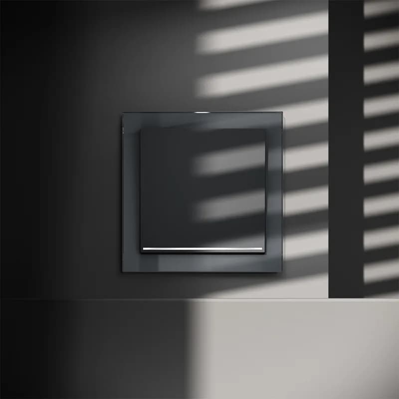 Выключатель встраиваемый VOLTUM S70 одноклавишный с подсветкой 10А, (графит)