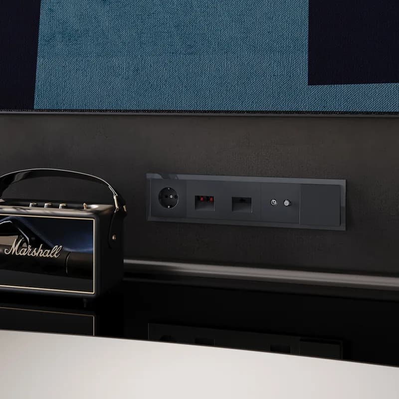 Выключатель встраиваемый VOLTUM S70 одноклавишный с подсветкой 10А, (графит)