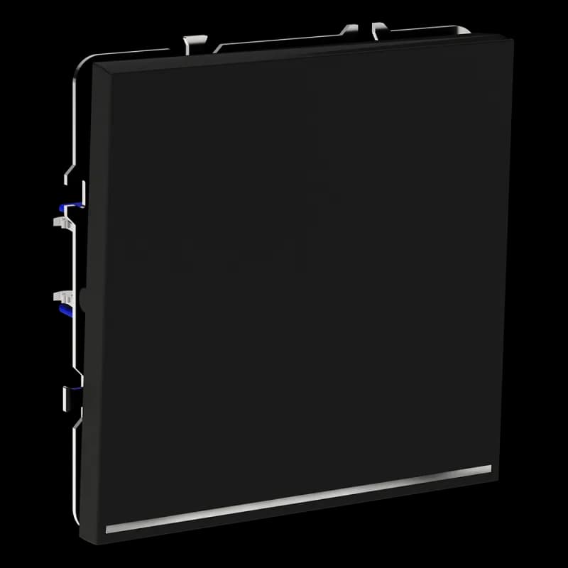 Выключатель встраиваемый VOLTUM S70 одноклавишный с подсветкой 10А, (черный матовый)