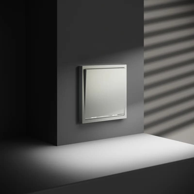 Проходной переключатель встраиваемый VOLTUM S70 одноклавишный с подсветкой 10А, (сталь)