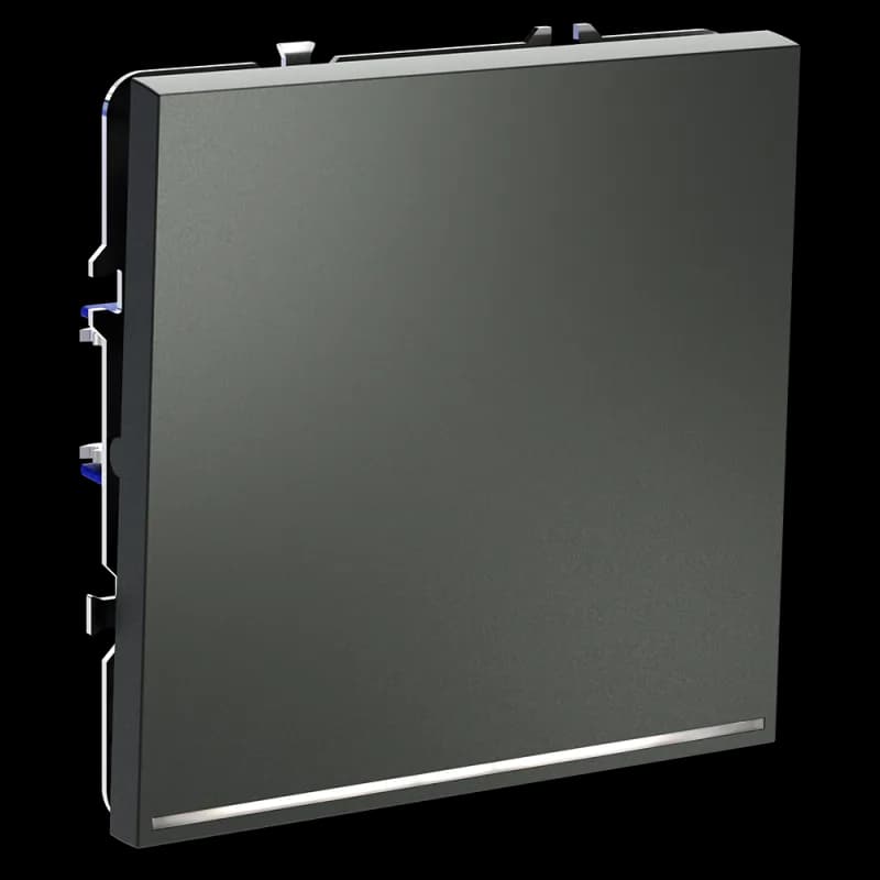 Проходной переключатель встраиваемый VOLTUM S70 одноклавишный с подсветкой 10А, (титан)