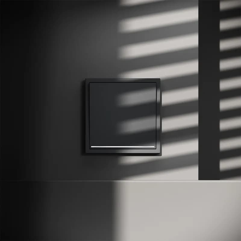 Проходной переключатель встраиваемый VOLTUM S70 одноклавишный с подсветкой 10А, (графит)