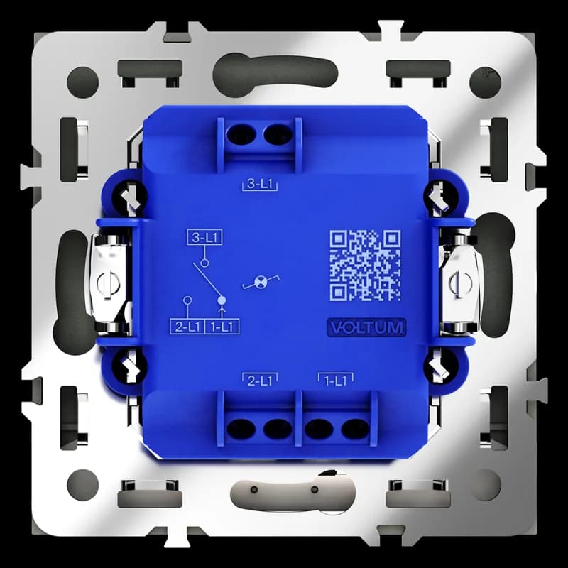 Проходной переключатель встраиваемый VOLTUM S70 одноклавишный с подсветкой 10А, (черный матовый)