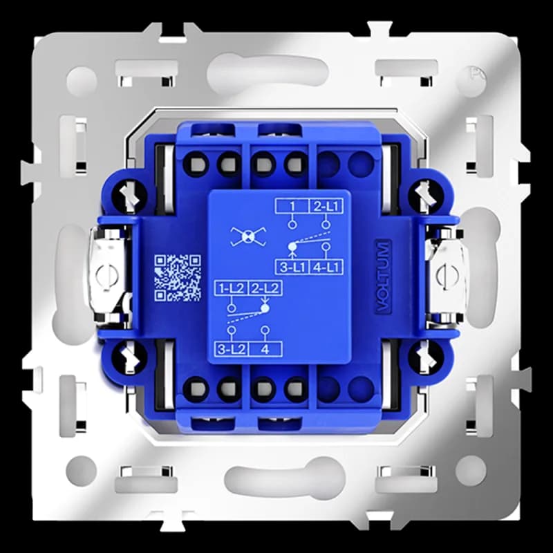 Перекрестный переключатель встраиваемый VOLTUM S70 одноклавишный 10А, (белый матовый)