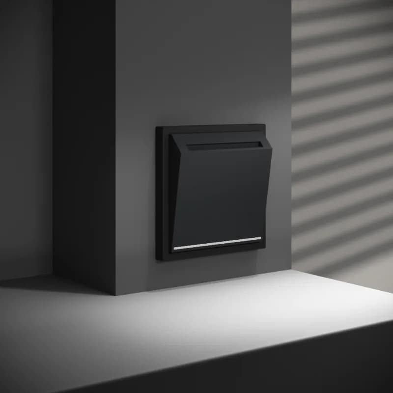 Выключатель встраиваемый VOLTUM S70 карточный 16А, (черный матовый)