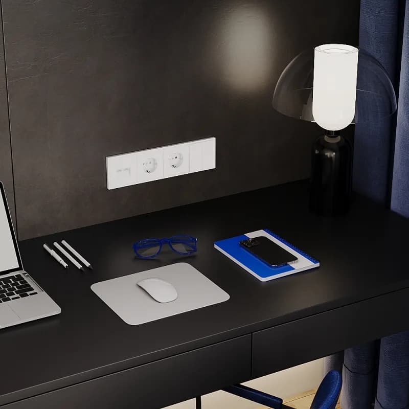 Выключатель встраиваемый VOLTUM S70 двухклавишный 10А, (белый матовый)