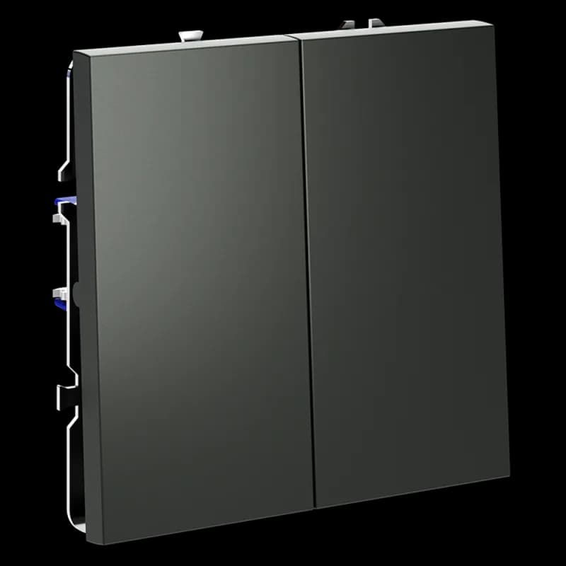 Выключатель встраиваемый VOLTUM S70 двухклавишный 10А, (титан)