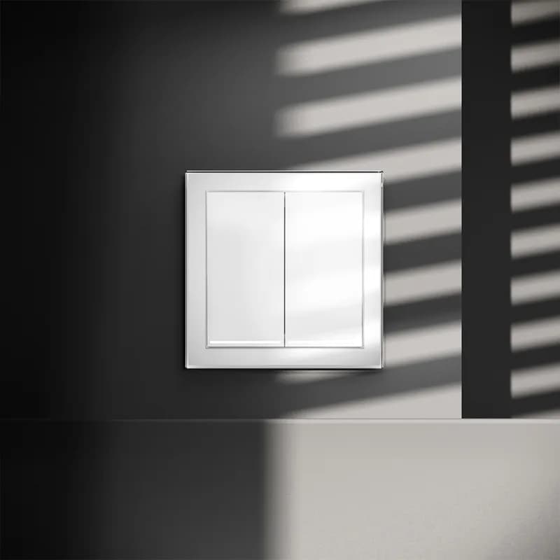 Выключатель встраиваемый VOLTUM S70 двухклавишный с подсветкой 10А, (белый глянцевый)