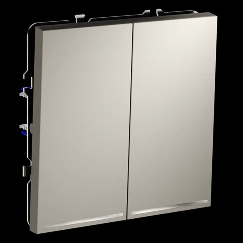 Выключатель встраиваемый VOLTUM S70 двухклавишный с подсветкой 10А, (кашемир)