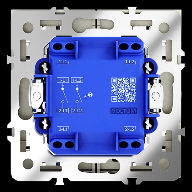 Выключатель встраиваемый VOLTUM S70 двухклавишный с подсветкой 10А, (сталь)