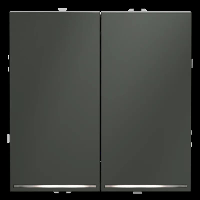 Выключатель встраиваемый VOLTUM S70 двухклавишный с подсветкой 10А, (титан)