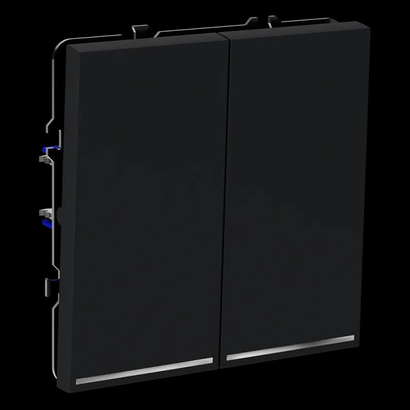 Выключатель встраиваемый VOLTUM S70 двухклавишный с подсветкой 10А, (графит)