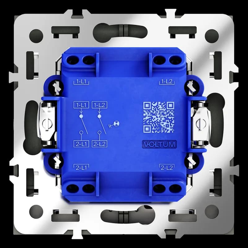 Выключатель встраиваемый VOLTUM S70 двухклавишный с подсветкой 10А, (черный матовый)