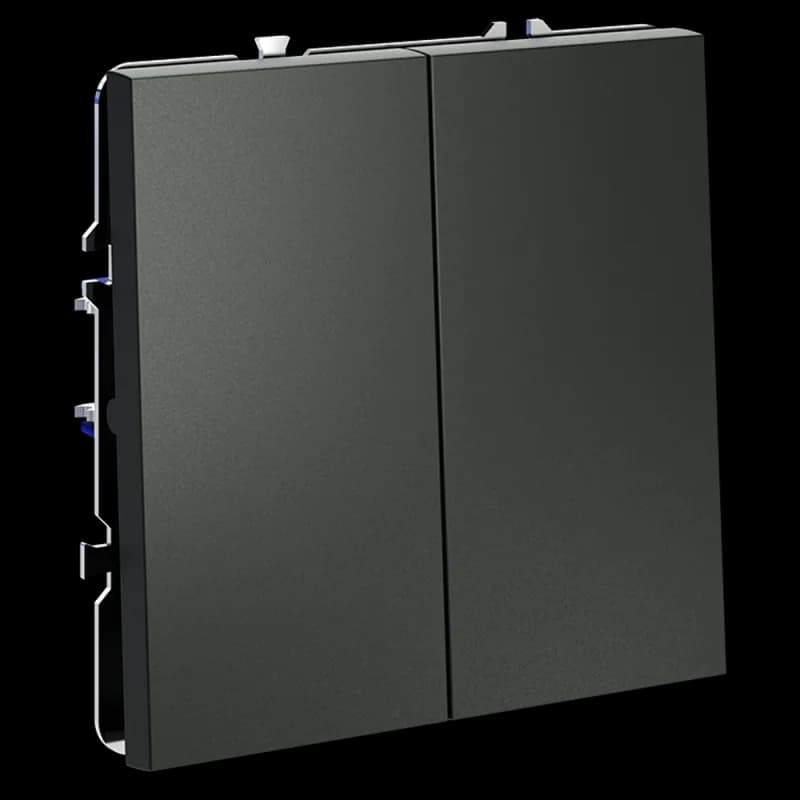 Проходной переключатель встраиваемый VOLTUM S70 двухклавишный 10А, (титан)