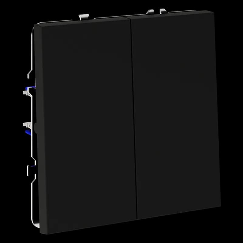 Проходной переключатель встраиваемый VOLTUM S70 двухклавишный 10А, (черный матовый)