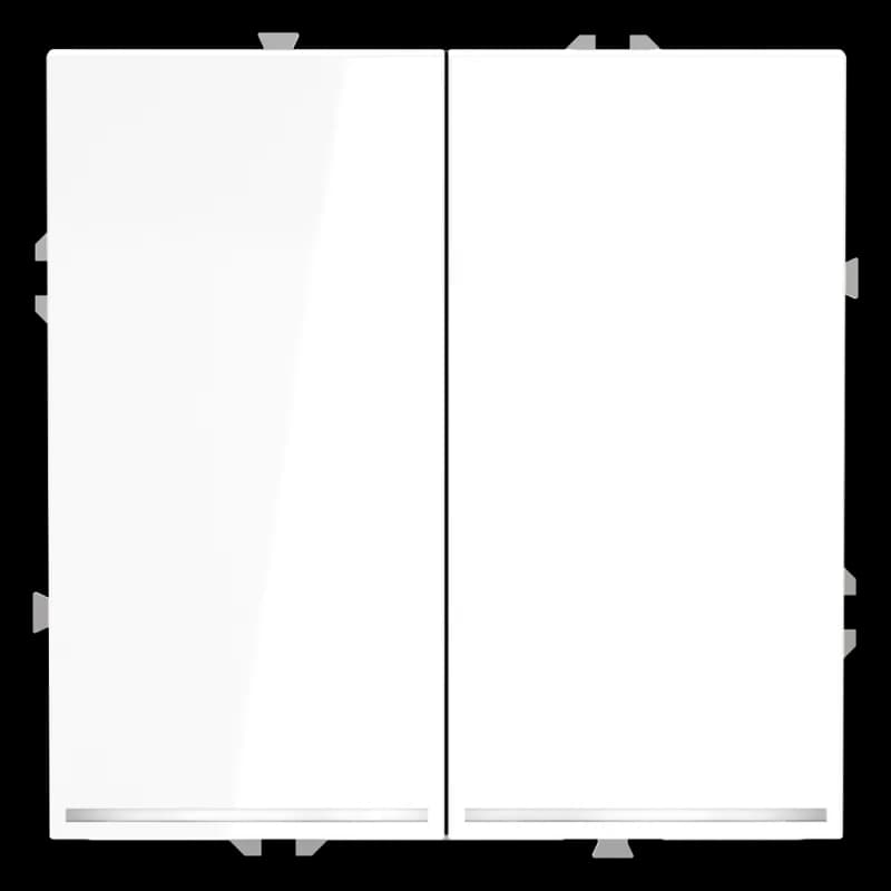 Проходной переключатель встраиваемый VOLTUM S70 двухклавишный с подсветкой 10А, (белый глянцевый)