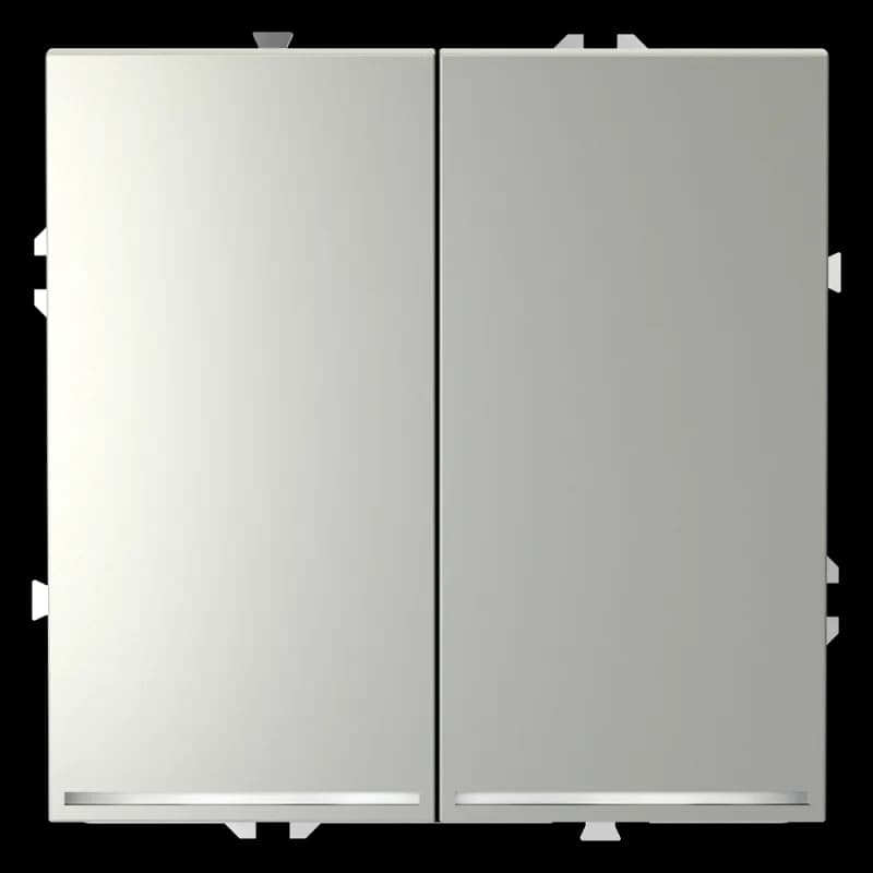 Проходной переключатель встраиваемый VOLTUM S70 двухклавишный с подсветкой 10А, (сталь)