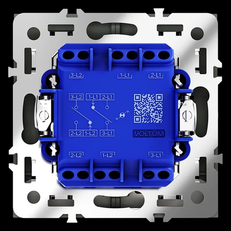 Проходной переключатель встраиваемый VOLTUM S70 двухклавишный с подсветкой 10А, (графит)