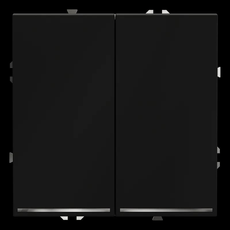 Проходной переключатель встраиваемый VOLTUM S70 двухклавишный с подсветкой 10А, (черный матовый)