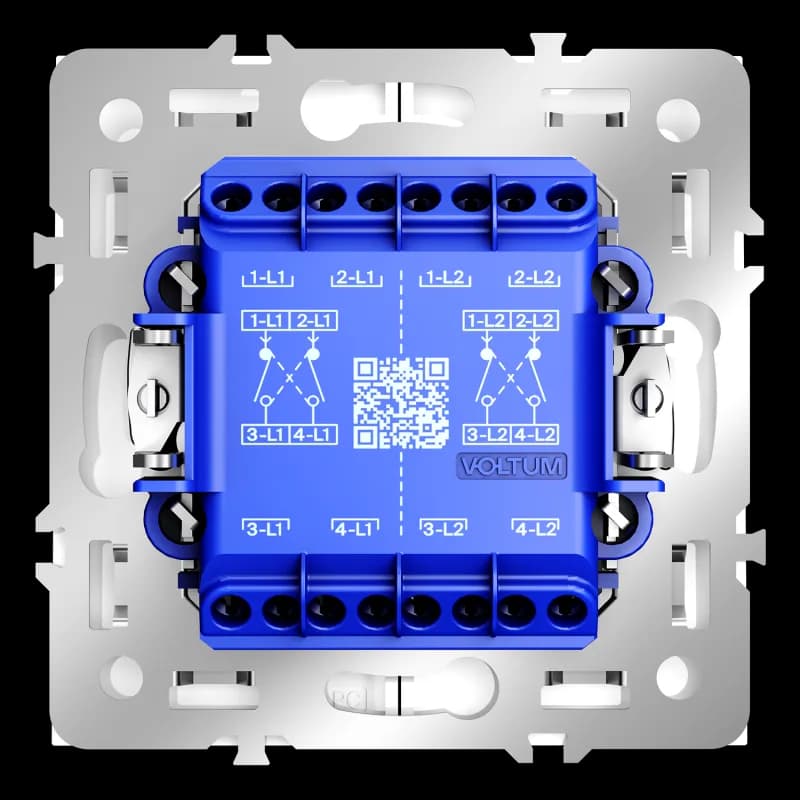 Перекрестный переключатель встраиваемый VOLTUM S70 двухклавишный 10А, (белый глянцевый)