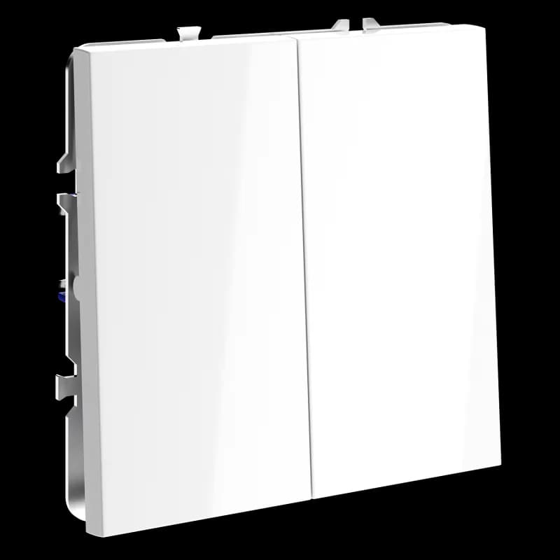 Перекрестный переключатель встраиваемый VOLTUM S70 двухклавишный 10А, (белый глянцевый)