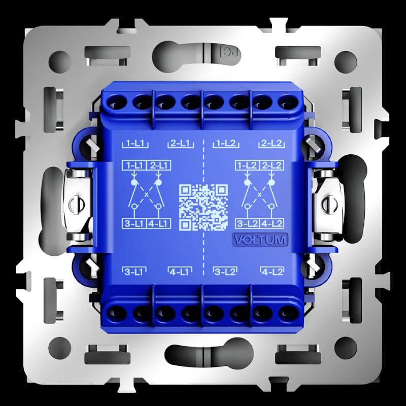 Перекрестный переключатель встраиваемый VOLTUM S70 двухклавишный 10А, (белый матовый)