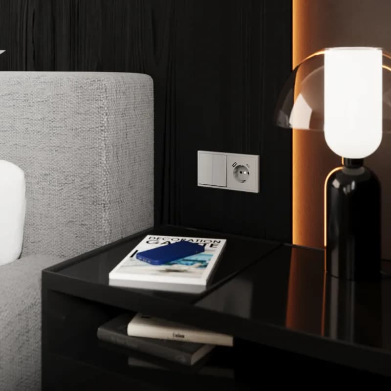 Перекрестный переключатель встраиваемый VOLTUM S70 двухклавишный 10А, (белый матовый)