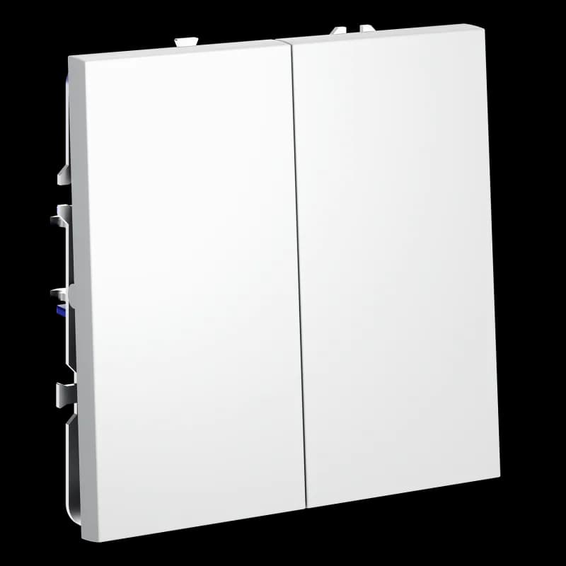 Перекрестный переключатель встраиваемый VOLTUM S70 двухклавишный 10А, (белый матовый)