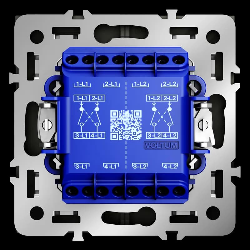Перекрестный переключатель встраиваемый VOLTUM S70 двухклавишный 10А, (сталь)
