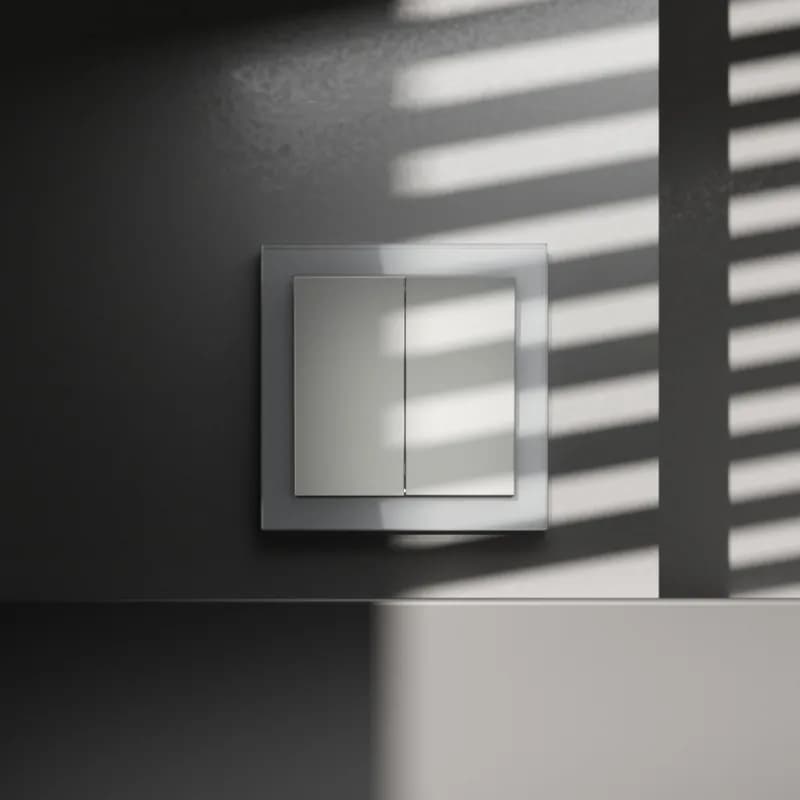 Перекрестный переключатель встраиваемый VOLTUM S70 двухклавишный 10А, (сталь)