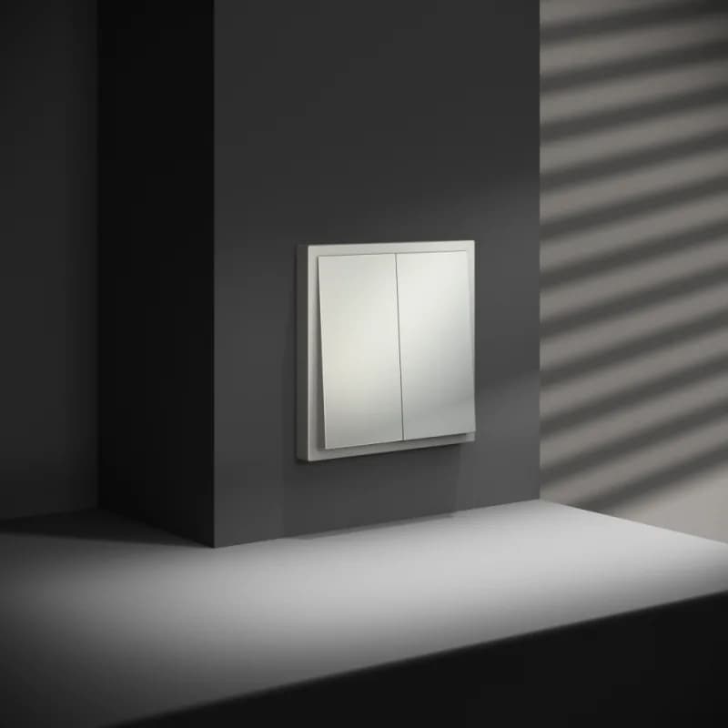 Перекрестный переключатель встраиваемый VOLTUM S70 двухклавишный 10А, (сталь)