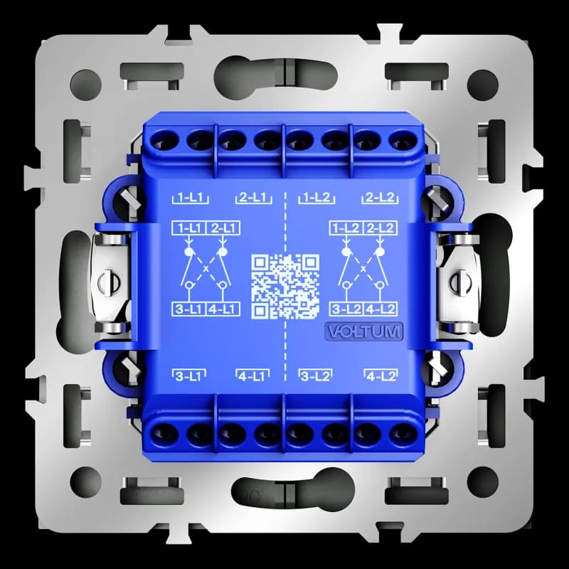 Перекрестный переключатель встраиваемый VOLTUM S70 двухклавишный 10А, (титан)