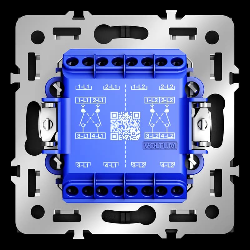 Перекрестный переключатель встраиваемый VOLTUM S70 двухклавишный 10А, (графит)